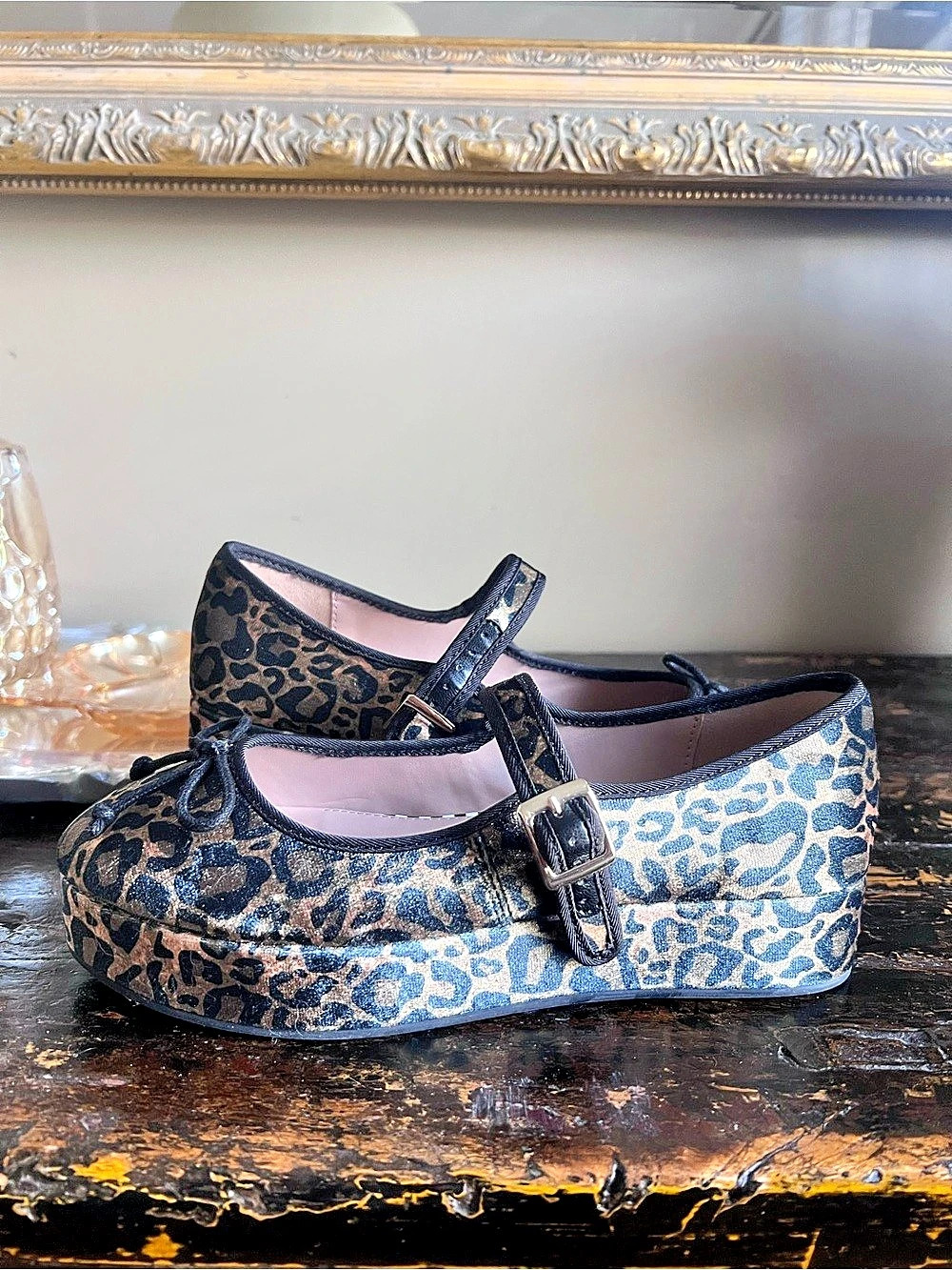 Betsey Johnson Women's Leopard Print Mary Jane Flats